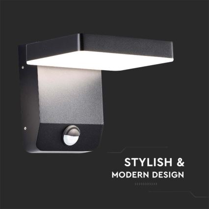 LED Ulkokäyttöön seinään kiinnitettävä joustava valaisin sensorilla LED/17W/230V IP65 4000K musta