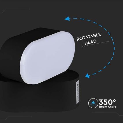 LED Ulkotila joustava seinävalaisin LED/5W/230V 3000K IP65 musta