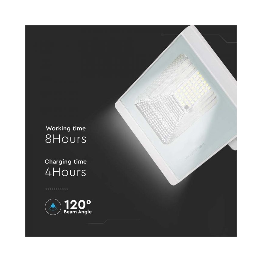 LED Ulkokäyttöön tarkoitettu aurinkokennovalo LED/12W/3,2V IP65 4000K 5000 mAh + kaukosäädin