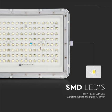 LED Ulkovalaisin aurinkokennolla LED/20W/3,2V 4000K valkoinen IP65 + kaukosäädin