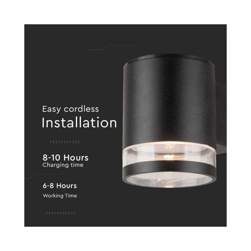 LED Ulkokäyttöön tarkoitettu aurinkokennoseinävalaisin LED/1W/3,7V 3000K IP54 1200 mAh musta