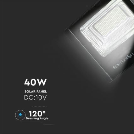 LED Ulkokäyttöön tarkoitettu aurinkokennovalo LED/40W/10V IP65 6000K 20000 mAh + kaukosäädin