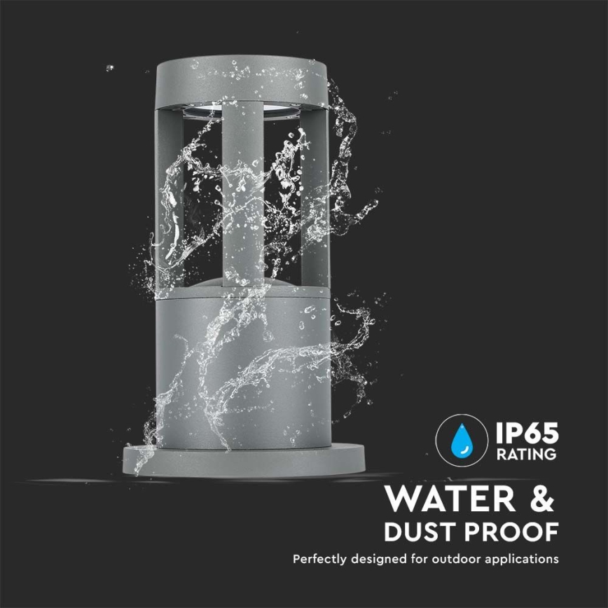 LED Ulkovalaisin LED/10W/230V 25cm 3000K IP65 harmaa