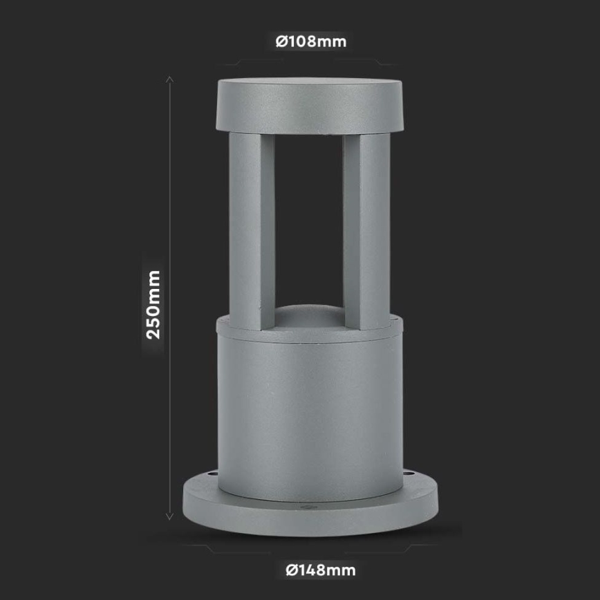 LED Ulkovalaisin LED/10W/230V 25cm 3000K IP65 harmaa