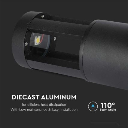 LED Ulkovalaisin LED/10W/230V 25cm 3000K IP65 musta