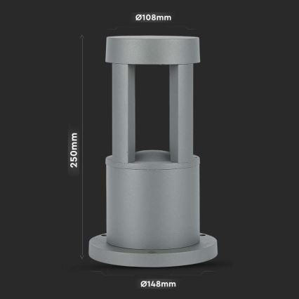 LED Ulkovalaisin LED/10W/230V 25cm 4000K IP65 harmaa