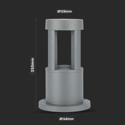 LED Ulkovalaisin LED/10W/230V 25cm 6400K IP65 harmaa