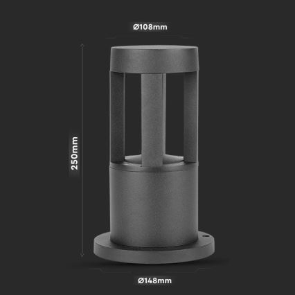 LED Ulkovalaisin LED/10W/230V 25cm 6400K IP65 musta