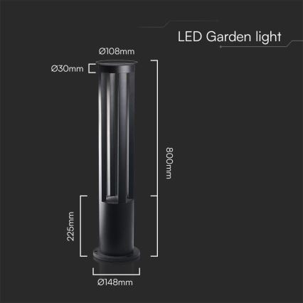 LED Ulkovalaisin LED/10W/230V 3000K IP65 80 cm musta