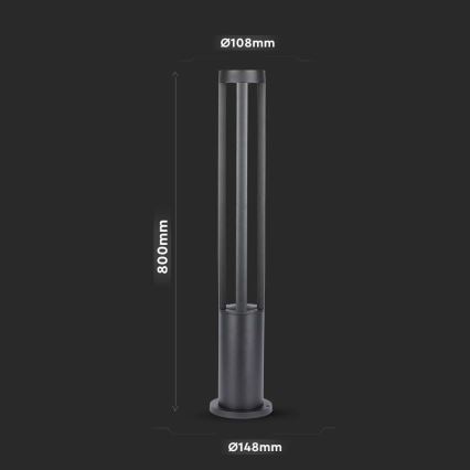 LED Ulkovalaisin LED/10W/230V 80cm 6400K IP65 musta