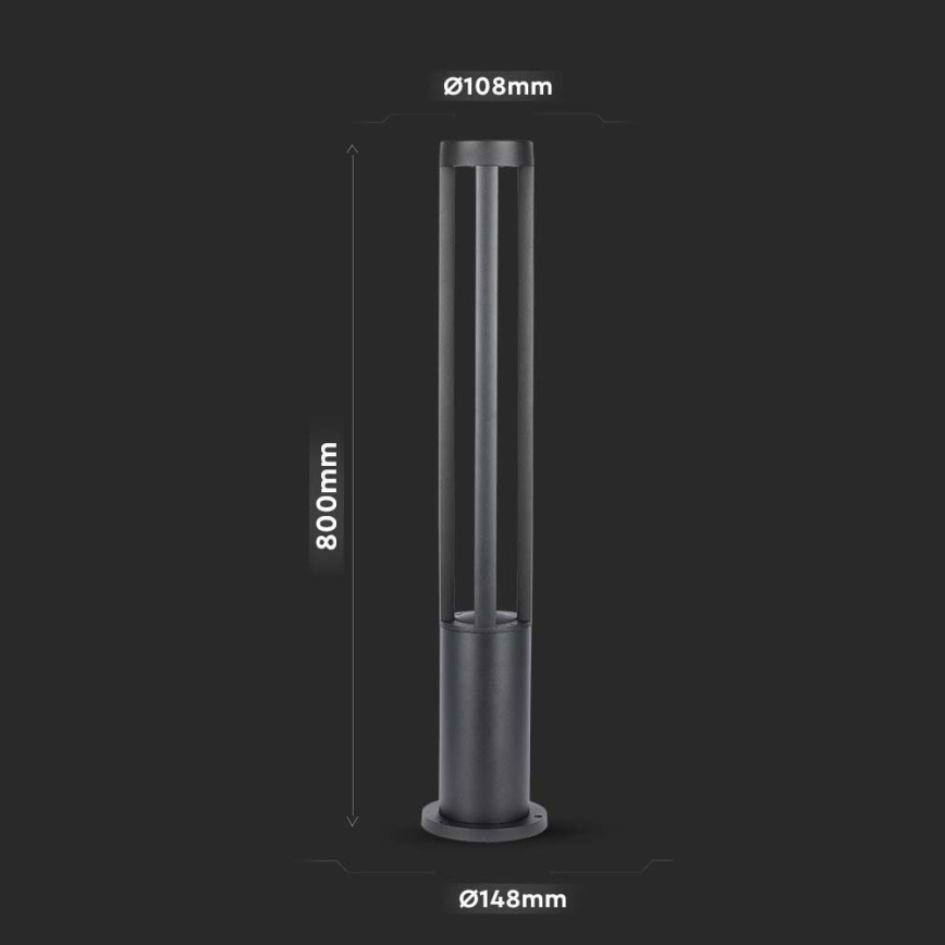 LED Ulkovalaisin LED/10W/230V 80cm 6400K IP65 musta