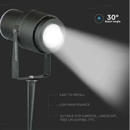 LED Ulkovalaisin LED/12W/230V 3000K musta IP65