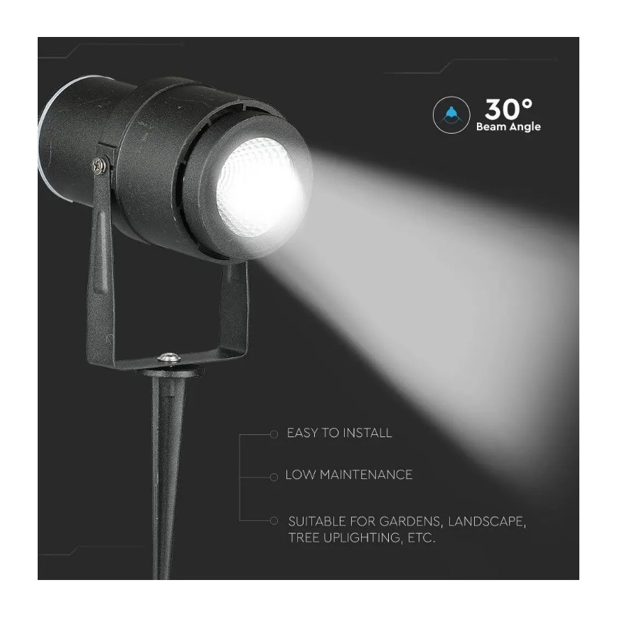 LED Ulkovalaisin LED/12W/230V 3000K musta IP65