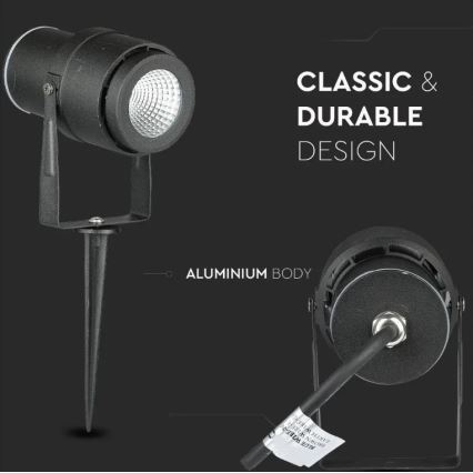 LED Ulkovalaisin LED/12W/230V 3000K musta IP65