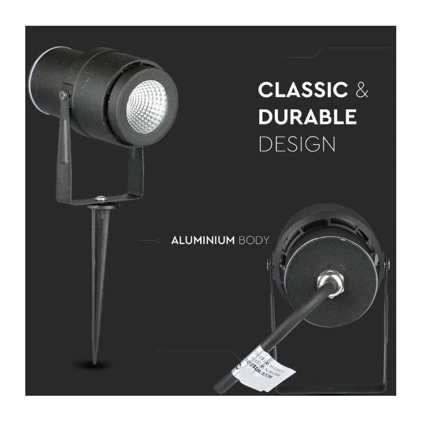 LED Ulkovalaisin LED/12W/230V 3000K musta IP65