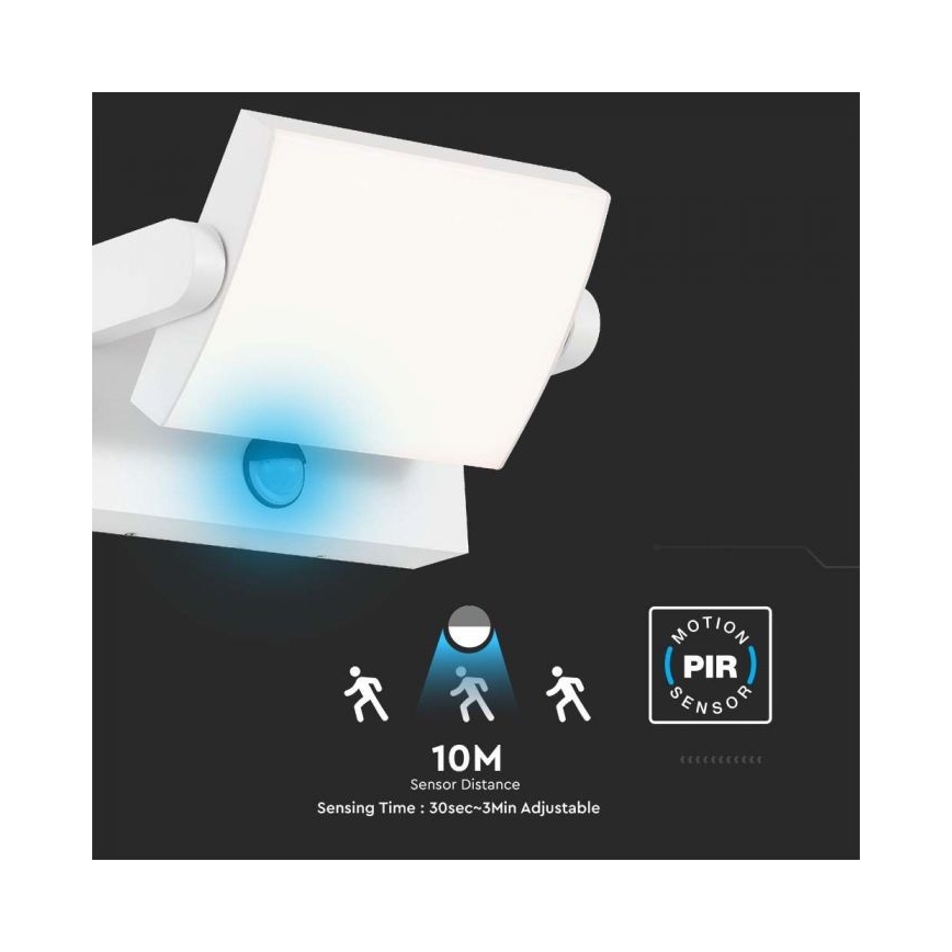 LED-ulkovalaisin seinäasennukseen liiketunnistimella LED/17W/230V 4000K IP65 valkoinen