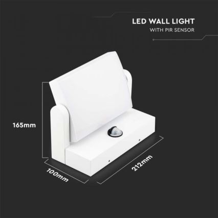 LED-ulkovalaisin seinäasennukseen liiketunnistimella LED/17W/230V 4000K IP65 valkoinen