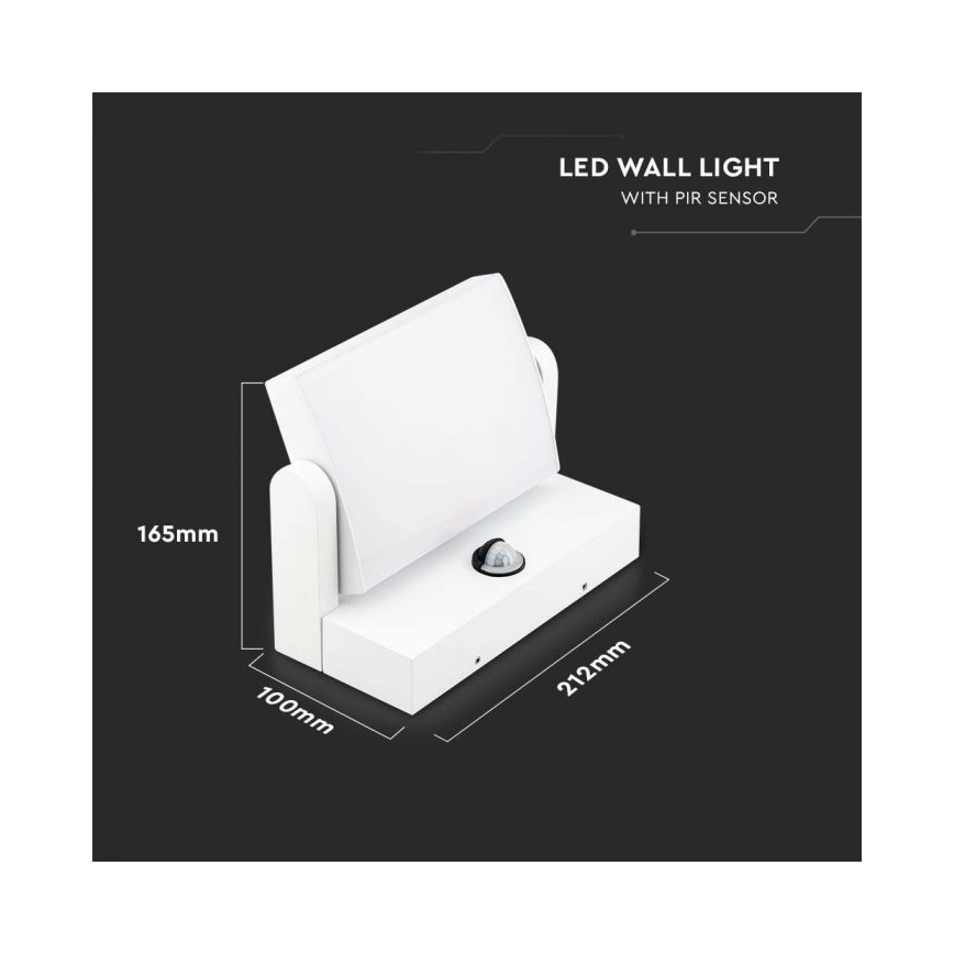 LED-ulkovalaisin seinäasennukseen liiketunnistimella LED/17W/230V 4000K IP65 valkoinen