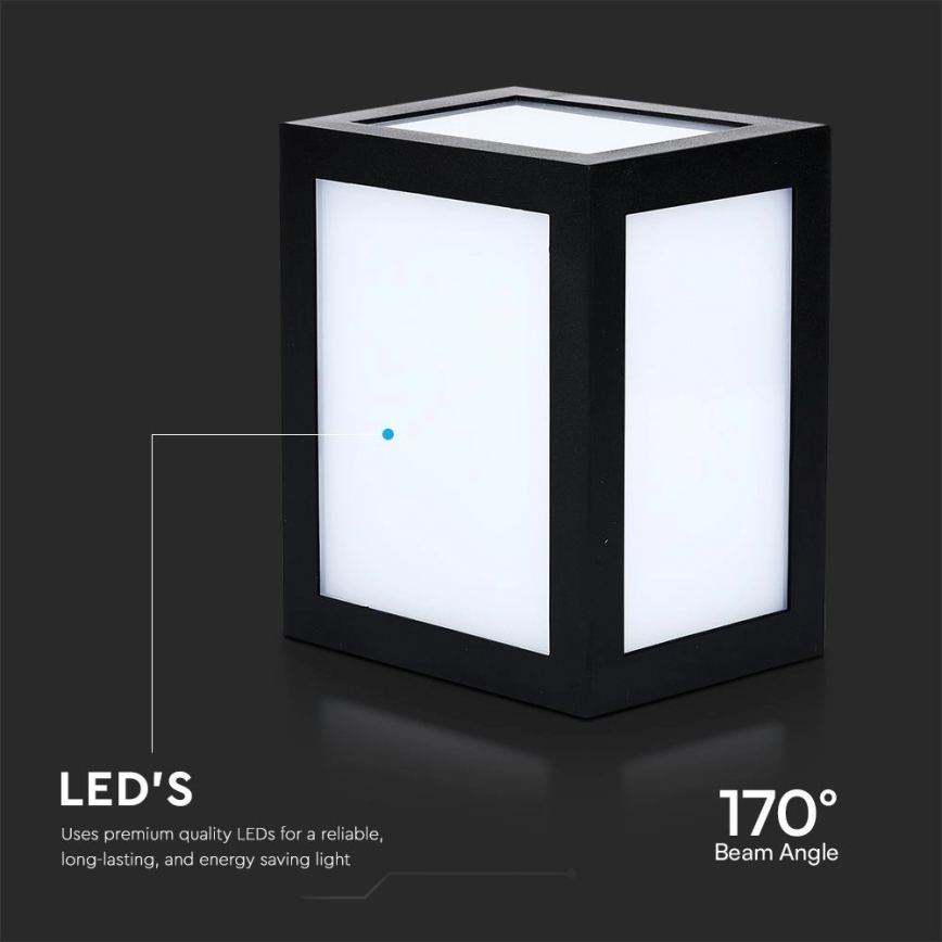 LED-ulkovalaisin, seinäkiinnitteinen, 12W/230V, 3000K, IP65, musta