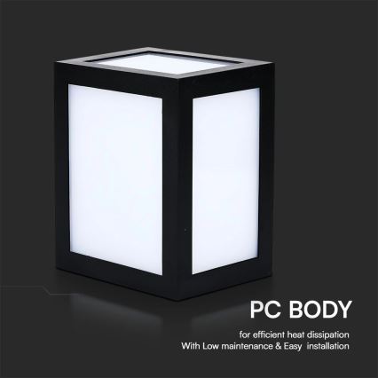 LED-ulkovalaisin, seinäkiinnitteinen, 12W/230V, 3000K, IP65, musta