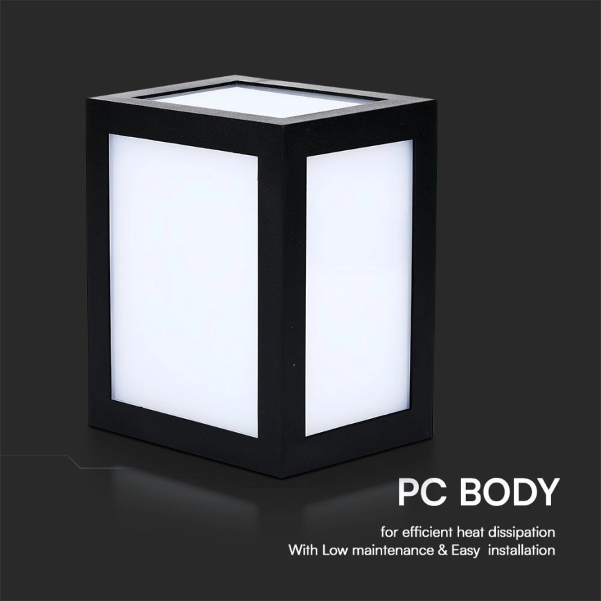 LED-ulkovalaisin, seinäkiinnitteinen, 12W/230V, 3000K, IP65, musta