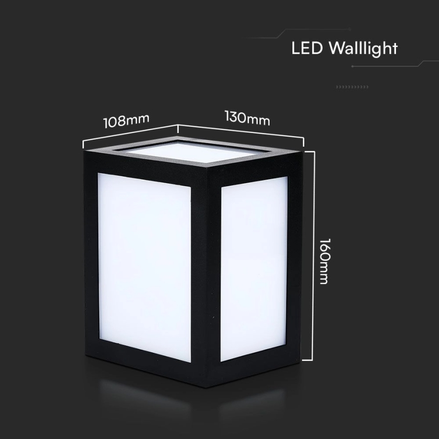 LED-ulkovalaisin, seinäkiinnitteinen, 12W/230V, 3000K, IP65, musta