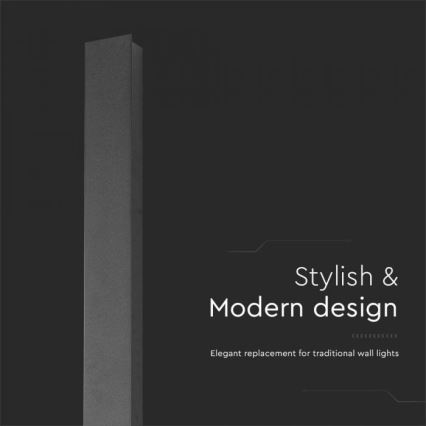 LED-ulkovalaisin seinälle, 10 W, 230 V, 3000 K (lämmin valkoinen), IP65, 51 cm, musta