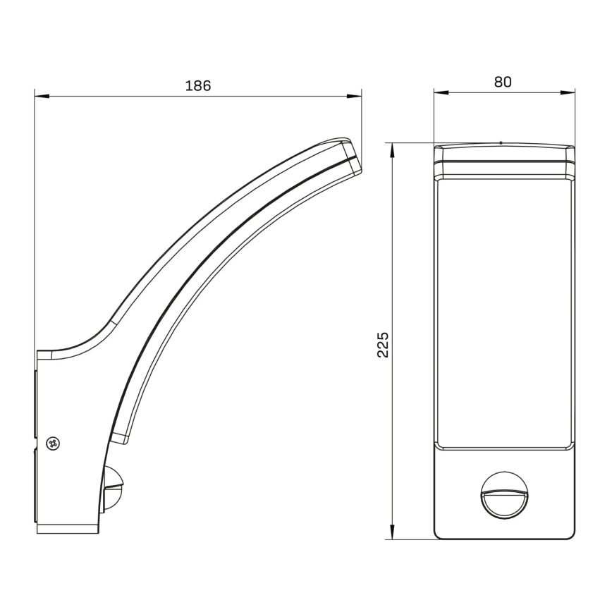 LED Ulkovalo anturilla AMY LED/12W/230V IP44 musta