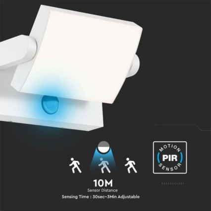 LED Ulkovalo anturilla LED/17W/230V 4000K IP65 valkoinen