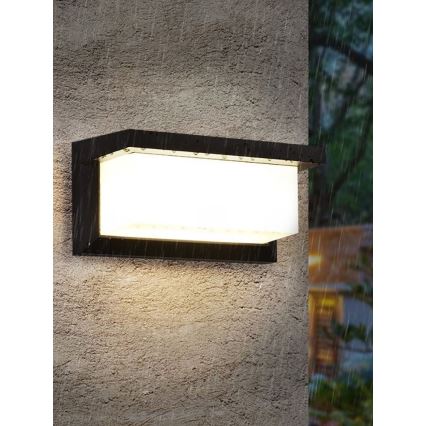 LED-ulkoseinävalaisin kanssa polttimo hämäräanturilla NEELY 1xE27/9W/230V IP54 musta