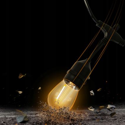 LED-ulkovaloketju 10xE27/1W/230V 10,94 m IP44 musta