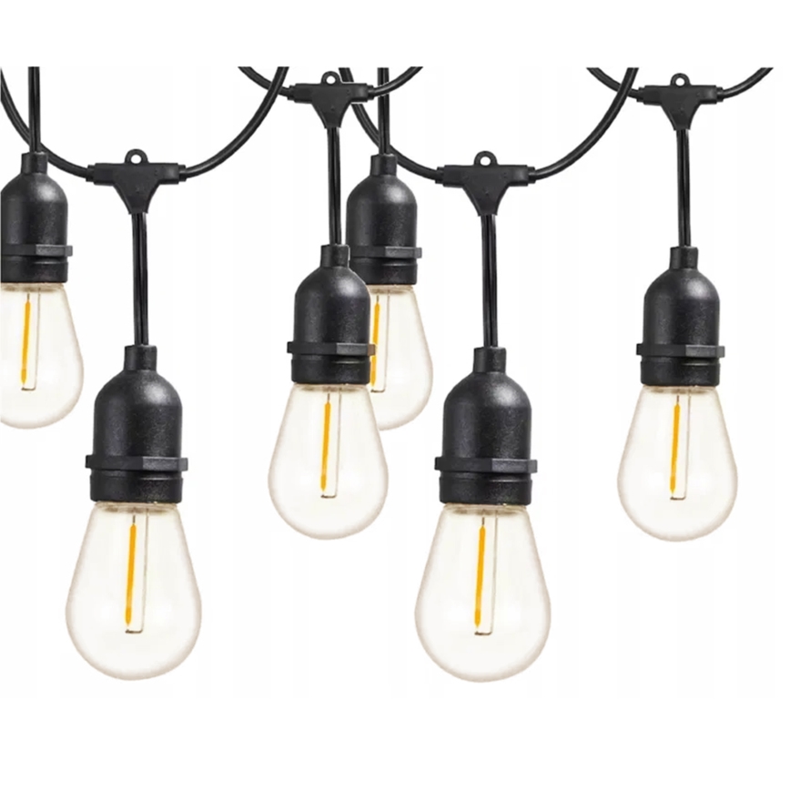 LED-ulkovaloketju 10xE27/1W/230V 10,94 m IP44 musta