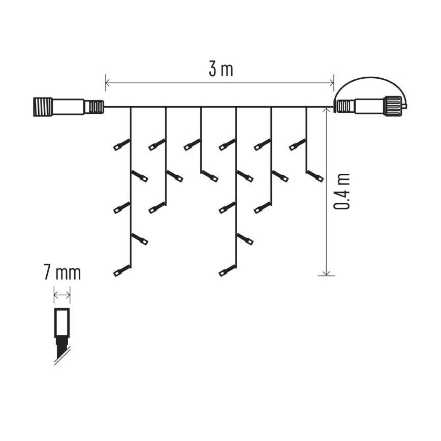 LED ulkovaloketju 50xLED/3x0,4m IP44 kylmänvalkoinen
