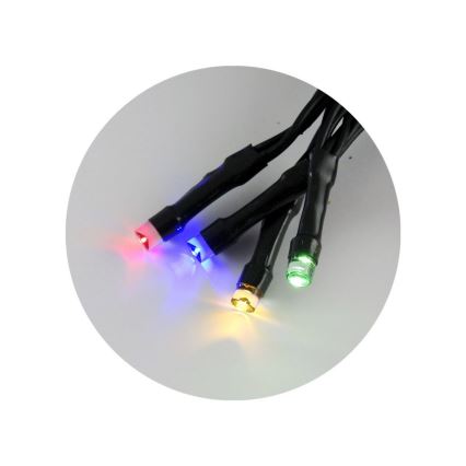LED-ulkovaloketju 50×LED, 2 toimintoa, 5,4 m, IP44, monivärinen