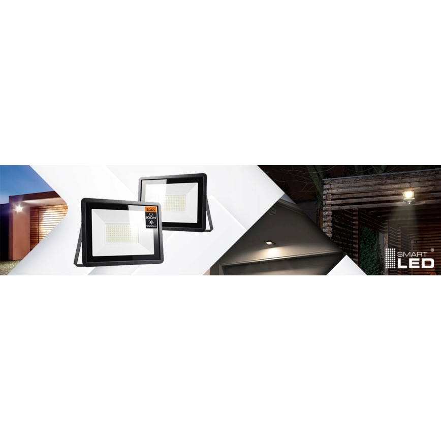 LED-ulkovalonheitin 100 W / 230 V, 4500 K, IP65, musta