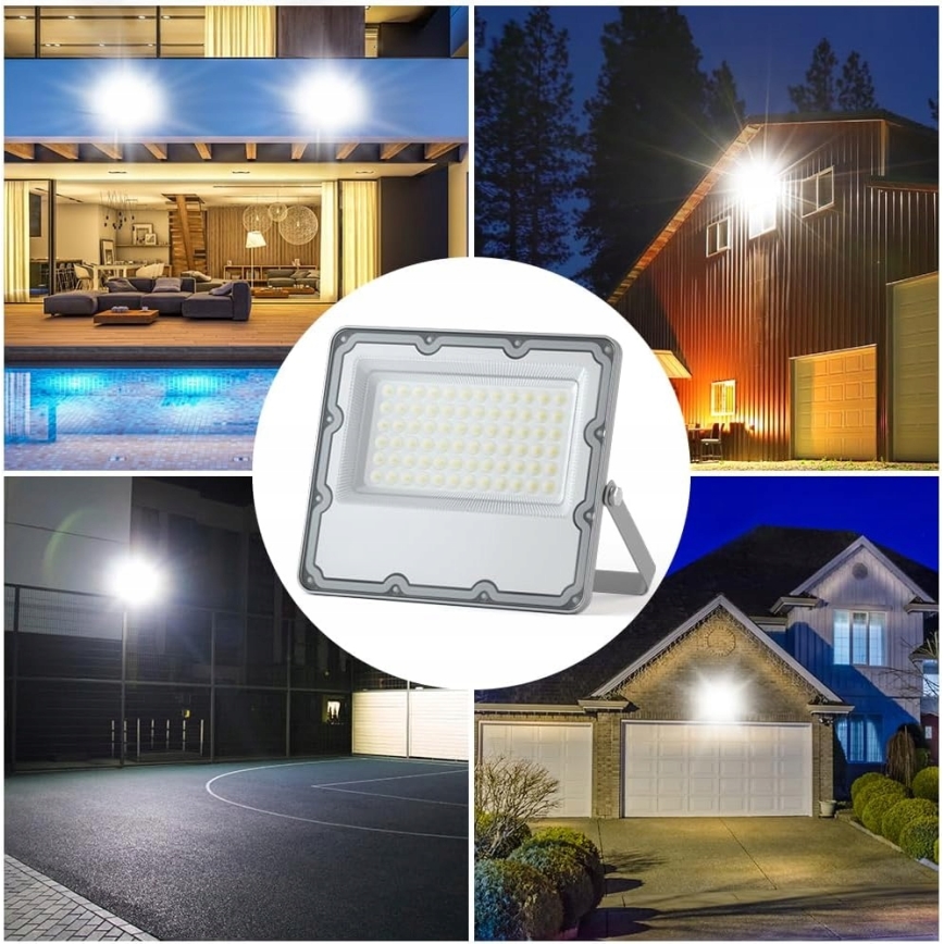 LED-ulkovalonheitin LED/100W/230V 4500K IP65 harmaa