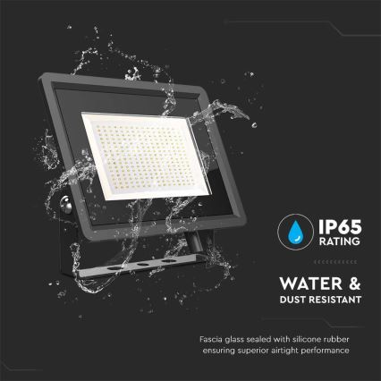 LED-ulkovalonheitin LED/200W/230V 6500K IP65 musta
