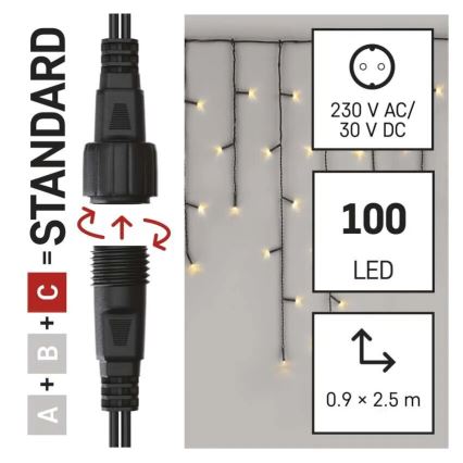 LED-ulkovalosarja 100xLED/2,5x0,9m IP44 lämmin valkoinen
