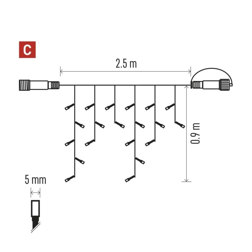LED-ulkovalosarja 100xLED/2,5x0,9m IP44 lämmin valkoinen
