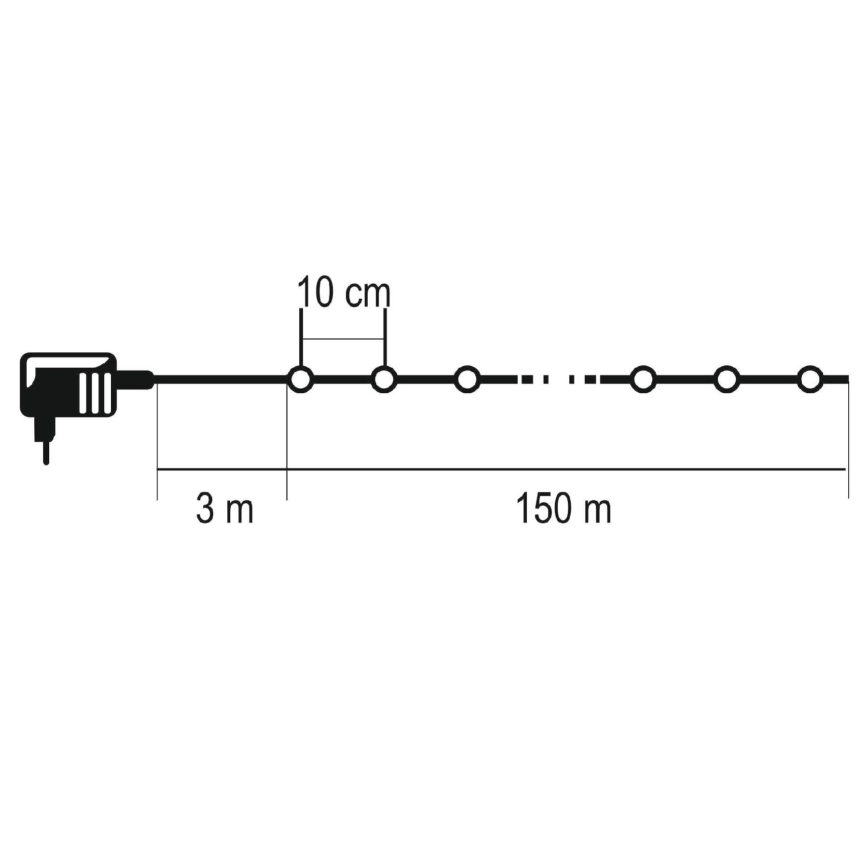 LED-ulkojouluvaloketju 1500xLED/230V 8 toimintoa 153 m IP44 lämpimän valkoinen + kauko-ohjain