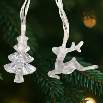 LED-ulkovalosarja 20xLED/2xAA 2,2 m IP44 monivärinen, kuuset ja porot