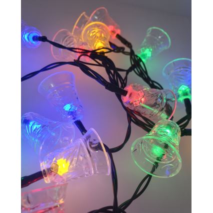 LED-ulkovalosarja 20xLED/2xAA 2,2 m IP44 moniväriset koristekellot