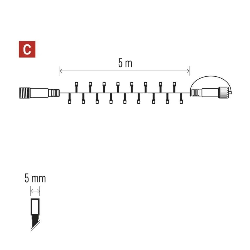 LED-ulkovalosarja 50xLED/5m IP44 lämmin valkoinen