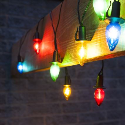 LED-ulkovalosarja CONE FILAMENT 20xE10 19 m monivärinen/lämminvalkoinen IP44, Valmistettu EU:ssa