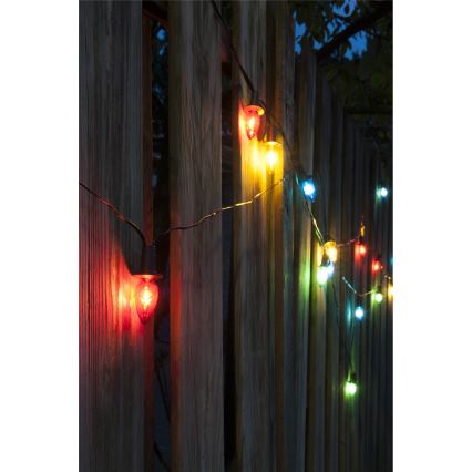 LED-ulkovalosarja CONE FILAMENT 20xE10 19 m monivärinen/lämminvalkoinen IP44, Valmistettu EU:ssa