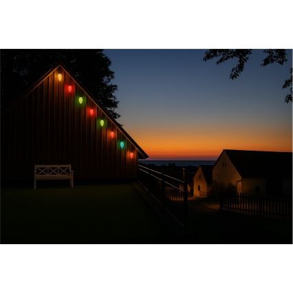 LED-ulkovalosarja CONE FILAMENT 20xE10 19 m monivärinen/lämminvalkoinen IP44, Valmistettu EU:ssa