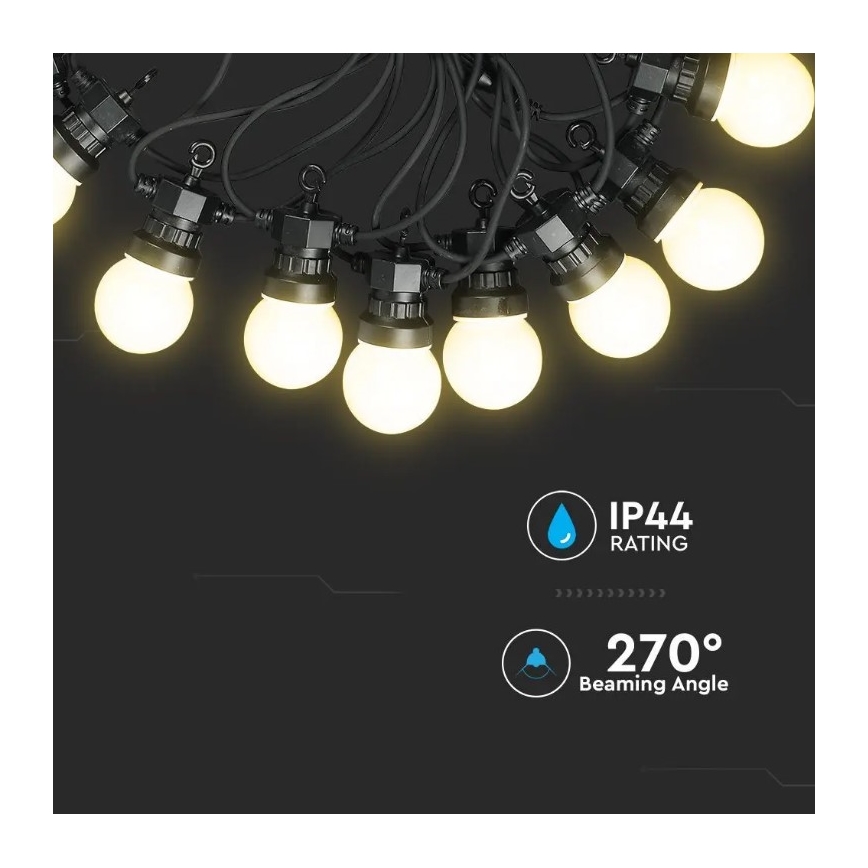 LED Ulkoketju STRING 5m 10xLED/0,5W/230V IP44 3000K