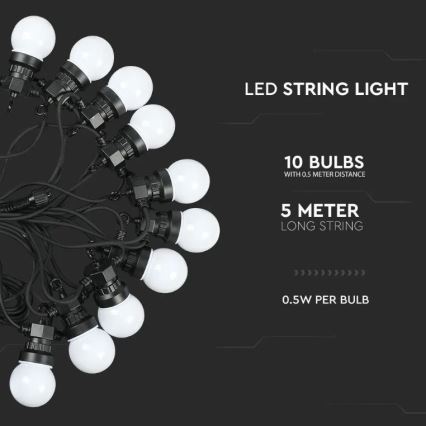 LED Ulkoketju STRING 5m 10xLED/0,5W/230V IP44 3000K