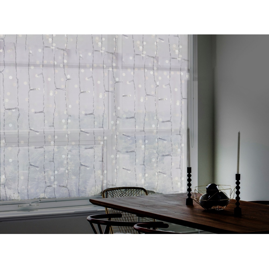 LED-ulkovaloverho CURTAIN 480xLED/8,4W/230V 3x3 m IP44 kylmänvalkoinen