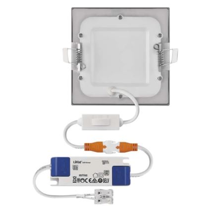 LED-upotettava kattovalaisin NEXXO 7W/230V 3000/3500/4000K hopeanvärinen 12x12 cm